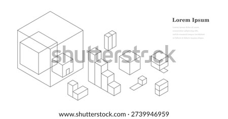 abstract architectural lines. geometric buildings texture background. technological construction set. architecture concept.
