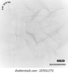 Abstract architectural mesh background. Grunge design. Gray grid on white. Vector