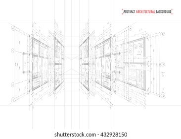 Abstract architectural project on light background. Vector illustration