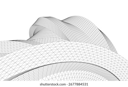 Abstract architectural shape 3d drawing