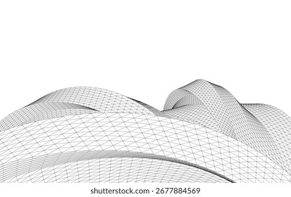 Abstract architectural shape 3d drawing