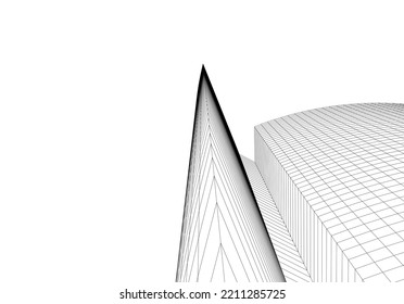 Resumen de la forma arquitectónica 3d ilustración