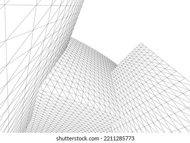 Resumen de la forma arquitectónica 3d ilustración
