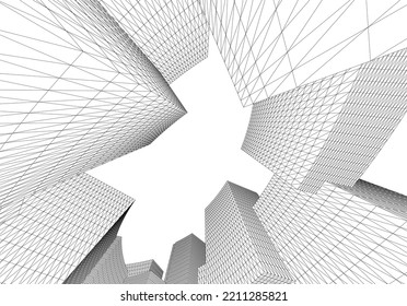 Resumen de la forma arquitectónica 3d ilustración