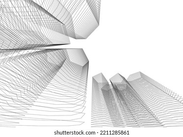 Abstract architectural shape 3d illustration
