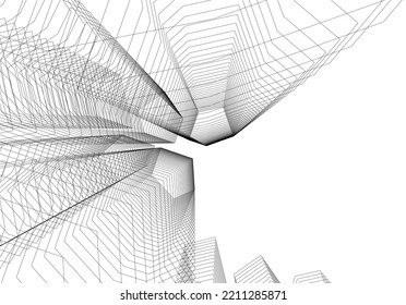 Abstract architectural shape 3d illustration