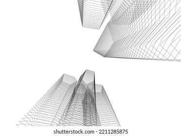 Resumen de la forma arquitectónica 3d ilustración