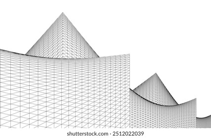 Ilustración 3D de forma arquitectónica Abstractas