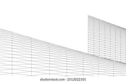 Ilustración 3D de forma arquitectónica Abstractas