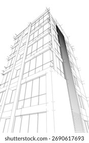 Abstract Architectural Sketch - Modern Buildings Perspective - Vector Illustration