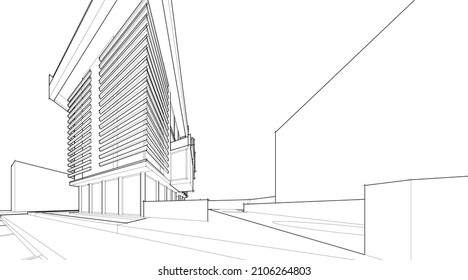 abstrakte Architekturskizze, Vektorgrafik 