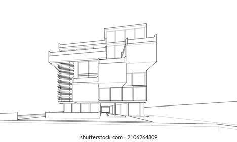 abstract architectural sketch vector illustration 