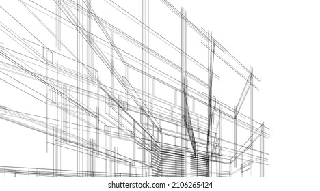 abstract architectural sketch vector illustration 