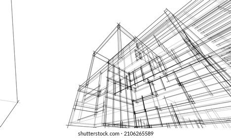 abstract architectural sketch vector illustration 