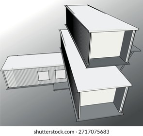 Estructura arquitectónica Abstractas con vigas y paneles de acero
