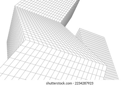 Descripción de la ilustración 3d del vector arquitectónico abstracto