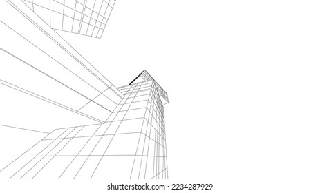 Descripción de la ilustración 3d del vector arquitectónico abstracto