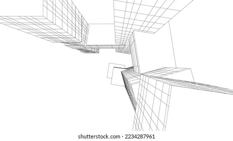 Abstract architectural vector 3d illustration