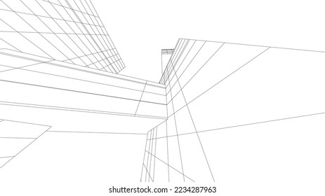 Abstract architectural vector 3d illustration