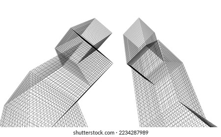 Descripción de la ilustración 3d del vector arquitectónico abstracto