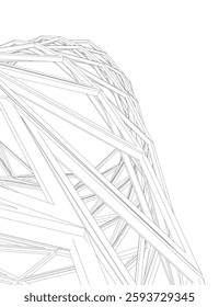 Abstract Architectural Wireframe Composition – Modern Skyscraper and Urban Cityscape Design