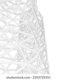 Abstract Architectural Wireframe Composition – Modern Skyscraper and Urban Cityscape Design
