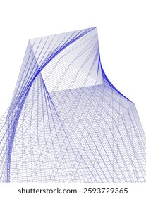 Abstract Architectural Wireframe Composition – Modern Skyscraper and Urban Cityscape Design