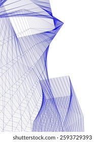 Abstract Architectural Wireframe Composition – Modern Skyscraper and Urban Cityscape Design