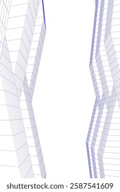 Abstract Architectural Wireframe: Geometric Cityscape with Minimalist Perspective