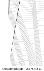 Abstract Architectural Wireframe: Geometric Cityscape with Minimalist Perspective