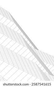 Abstract Architectural Wireframe: Geometric Cityscape with Minimalist Perspective