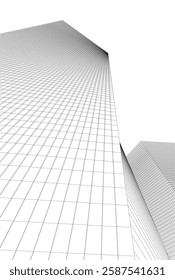 Abstract Architectural Wireframe: Geometric Cityscape with Minimalist Perspective