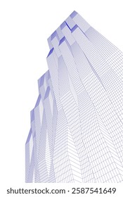 Abstract Architectural Wireframe: Geometric Cityscape with Minimalist Perspective