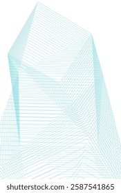 Abstract Architectural Wireframe: Geometric Cityscape with Minimalist Perspective