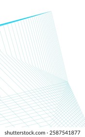 Abstract Architectural Wireframe: Geometric Cityscape with Minimalist Perspective