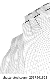 Abstract Architectural Wireframe: Geometric Cityscape with Minimalist Perspective