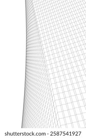 Abstract Architectural Wireframe: Geometric Cityscape with Minimalist Perspective