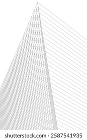 Abstract Architectural Wireframe: Geometric Cityscape with Minimalist Perspective