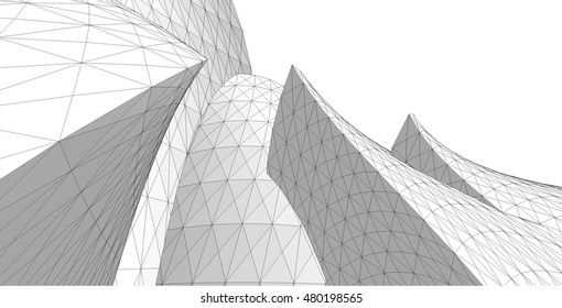 abstract architecture 3d building