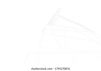 Resumen del esbozo de concepto 3d de la arquitectura
