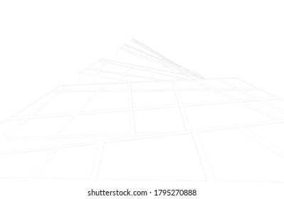 Abstract architecture 3d concept sketch