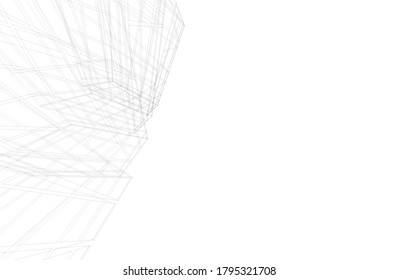 Abstract architecture 3d concept sketch
