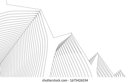 abstract architecture 3d construction, vector illustration