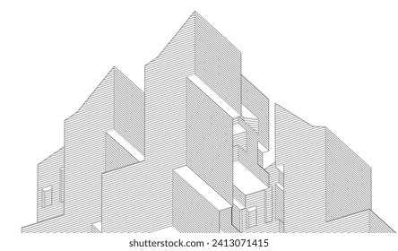 fondo de ilustración 3d de arquitectura abstracta