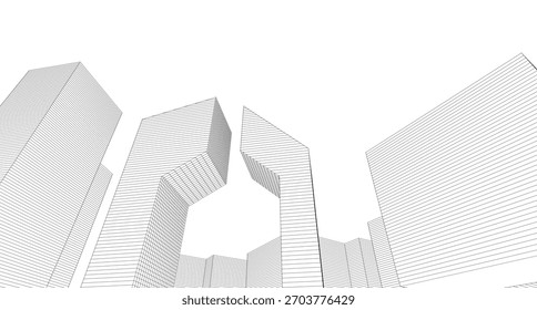 abstrakte Architektur 3D-Illustration Hintergrund