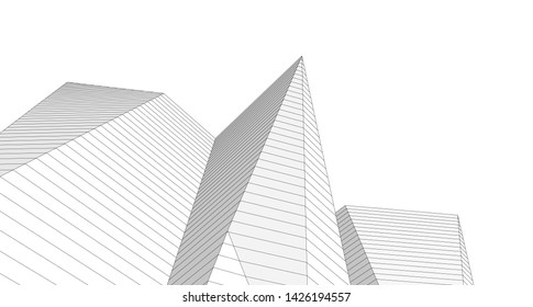
abstract architecture 3d illustration sketch