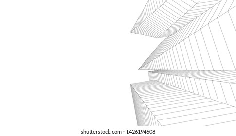 
abstract architecture 3d illustration sketch