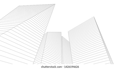 
abstract architecture 3d illustration sketch