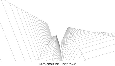 
abstract architecture 3d illustration sketch