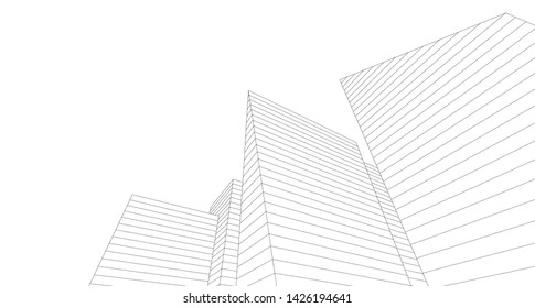 
abstract architecture 3d illustration sketch